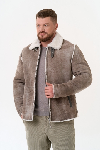 Миниатюра фотографии Светлая мужская дубленка