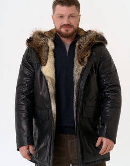 Купить Мужская куртка с капюшоном на мехе из волка в каталоге без категории