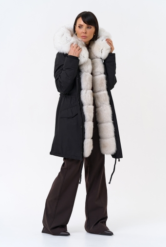 Миниатюра фотографии Женская парка с капюшоном из меха песца