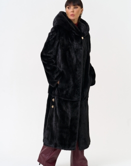 Купить Женская шуба из скандинавской норки с капюшоном в каталоге Норковые шубы