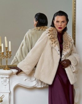 Купить Куртка из меха норки с английским воротником из меха рыси в каталоге Шубы