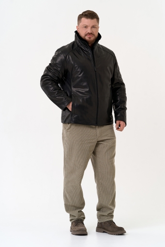 Миниатюра фотографии Мужская дубленка черного цвета