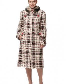 Купить Женское пальто из текстиля с воротником, отделка хорек в каталоге