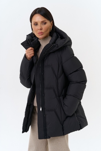 Миниатюра фотографии Женский пуховик с поясом