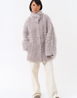Купить Женская двухсторонняя дубленка с воротником стойкой в каталоге без категории