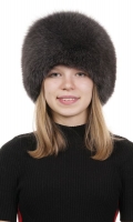Миниатюра фотографии Шапка женская из натуральной кожи с песцом