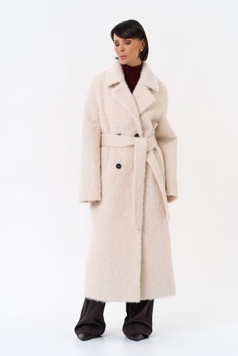 Миниатюра фотографии Утепленное женское пальто с английским воротником 