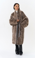 Миниатюра фотографии Шуба из меха норки с поясом