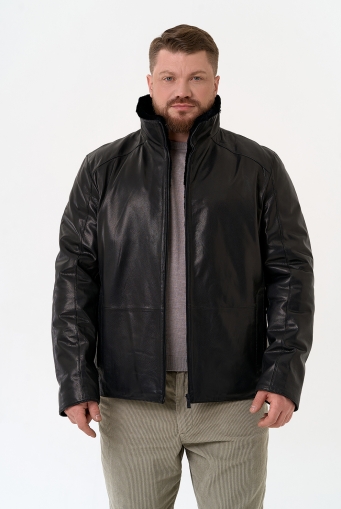 Миниатюра фотографии Мужская дубленка черного цвета