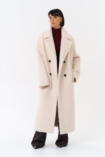 Миниатюра фотографии Утепленное женское пальто с английским воротником 