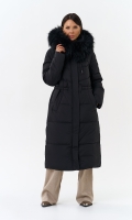 Миниатюра фотографии Женский пуховик с капюшоном из меха чернобурки