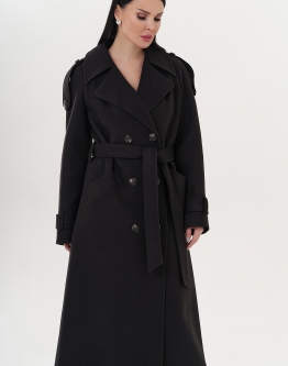 Купить Женское двубортное пальто в черном цвете в каталоге