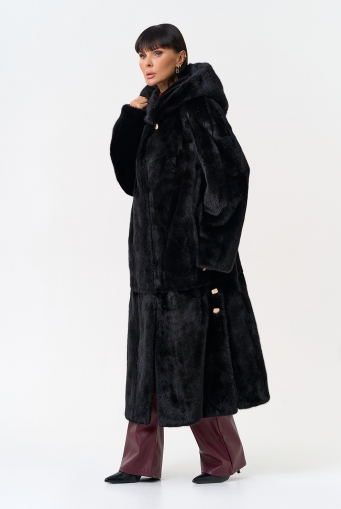 Миниатюра фотографии Женская шуба из скандинавской норки с капюшоном