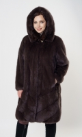 Миниатюра фотографии Шуба из норки с капюшоном