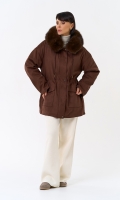 Миниатюра фотографии Женская парка из эко замши с капюшоном из эко меха