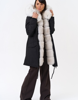 Купить Женская парка с капюшоном из меха песца в каталоге Женские парки
