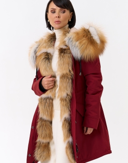 Купить Женская парка с капюшоном из меха рыжей лисы в каталоге Женские парки