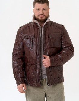 Купить Куртка из натуральной кожи коричневого цвета в каталоге Мужские пуховики