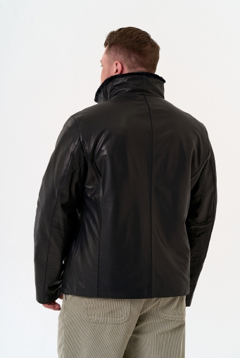 Миниатюра фотографии Мужская дубленка черного цвета