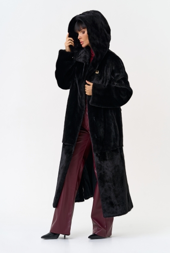 Миниатюра фотографии Женская шуба из скандинавской норки с капюшоном