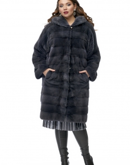 Купить Шуба из норки с капюшоном в каталоге Норковые шубы
