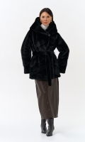 Миниатюра фотографии Женская шуба из эко меха с капюшоном