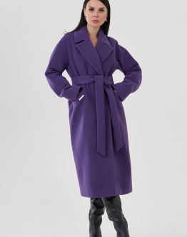 Купить Пальто фиолетового цвета с английским воротником в каталоге