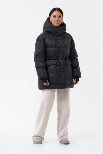 Миниатюра фотографии Женский пуховик черного цвета