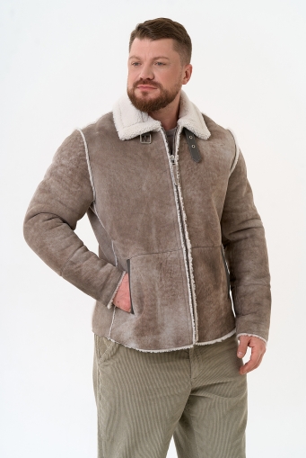 Миниатюра фотографии Светлая мужская дубленка