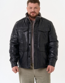 Купить Куртка из натуральной кожи с воротником стойкой в каталоге Мужские пуховики