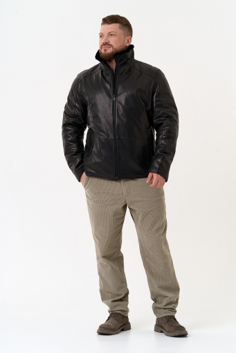 Миниатюра фотографии Мужская дубленка черного цвета