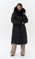 Миниатюра фотографии Женский пуховик с капюшоном из меха чернобурки