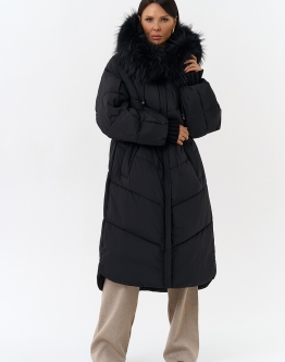 Купить Женский пуховик с капюшоном из меха чернобурки в каталоге
