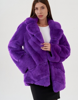 Купить Укороченная шуба из кролика в фиолетовом цвете в каталоге