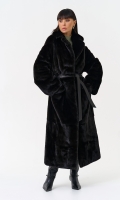 Миниатюра фотографии Длинная шуба из меха норки blackglama с поясом