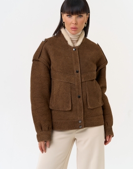 Купить Женская натуральная дубленка в коричневом цвете в каталоге Женские дублёнки