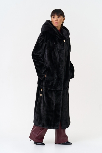 Миниатюра фотографии Женская шуба из скандинавской норки с капюшоном