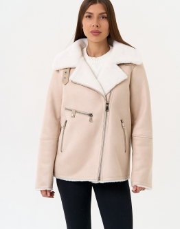 Купить Светлая дубленка из эко замши в каталоге Женские дублёнки