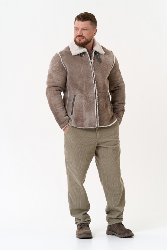 Миниатюра фотографии Светлая мужская дубленка