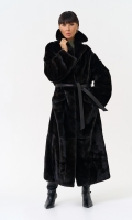 Миниатюра фотографии Длинная шуба из меха норки blackglama с поясом