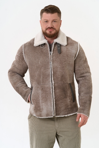 Миниатюра фотографии Светлая мужская дубленка