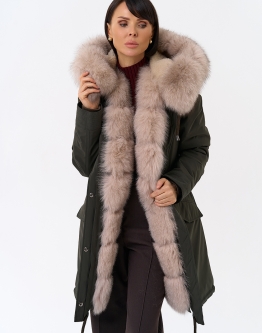 Купить Женская парка с капюшоном из меха песца в каталоге Женские парки