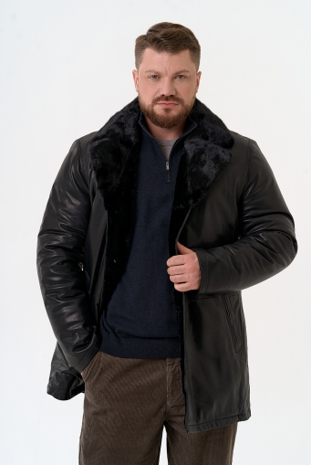 Миниатюра фотографии Мужская дубленка с английским воротником