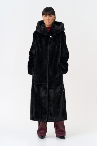 Миниатюра фотографии Женская шуба из скандинавской норки с капюшоном