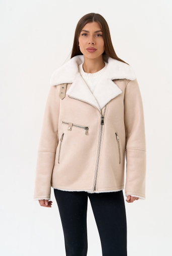 Миниатюра фотографии Светлая дубленка из эко замши