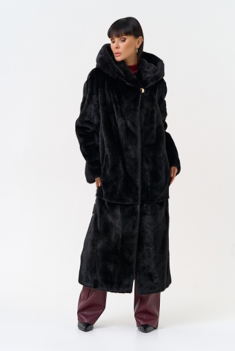 Миниатюра фотографии Женская шуба из скандинавской норки с капюшоном