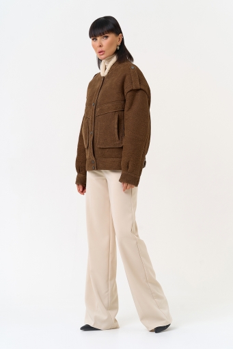 Миниатюра фотографии Женская натуральная дубленка в коричневом цвете