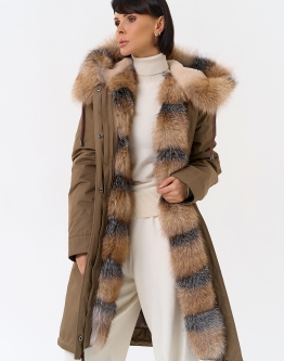 Купить Женская парка с капюшоном из меха лисы в каталоге Женские парки