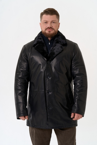 Миниатюра фотографии Мужская дубленка с английским воротником